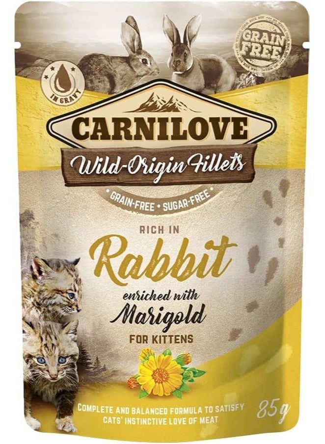 CARNILOVE Rabbit enriched with Marigold for Kittens (Wet Food Pouches) 24x85g - Image 2
