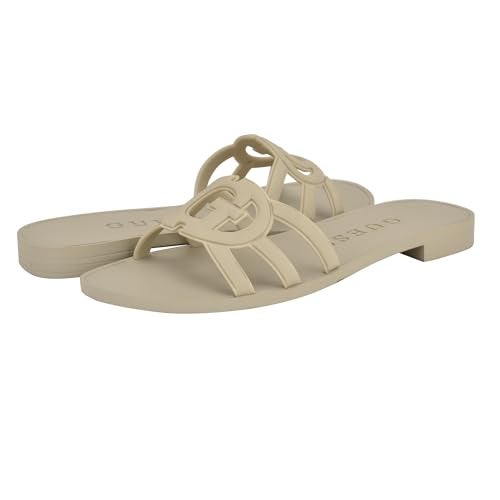 Guess Women's ELYHO Flat Sandal, Ivory 150, 7 - Image 2