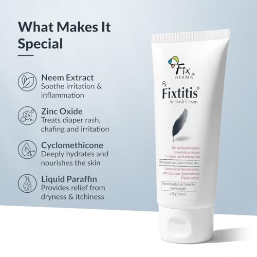 Fixderma 15% zinc oxide Fixtitis Anti Rash Cream | Diaper rash cream for baby | Softening the Rough Skin, Soothing and Healing | Rash Cream for Sensitive Skin - 75 gm - Image 4