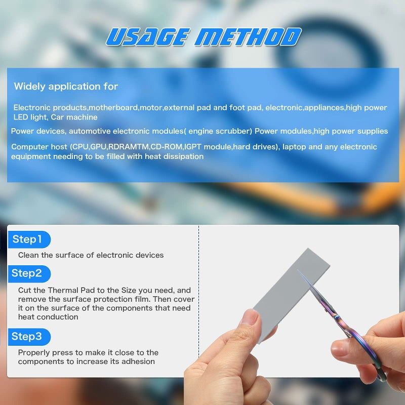 Outus 30 Pieces 2.6 x 0.8 Inch Silicone Thermal Pad Reusable Thermal Conductive Silicone Pad Each Thick for Gpu Heatsink Cpu Chip Heat Conduction or LED Heat Conduction (Dark Gray) - Image 3