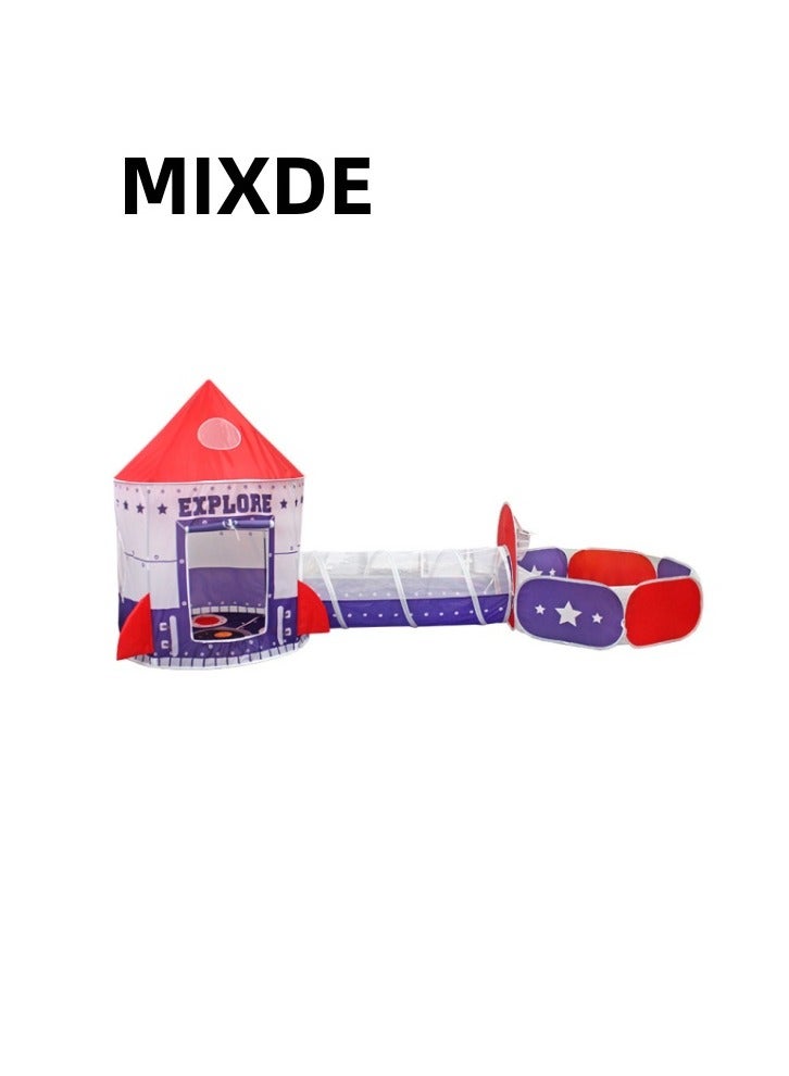 MIXDE 3pc Kids Play Tent for Kids with Ball Pit Basketball Hoop, Crawl Tunnel, Princess Tents for Toddlers, Baby Space Ship World Playhouse Toys, Boys Girls Indoor Outdoor Play House, Perfect Kid's Gifts - Image 1