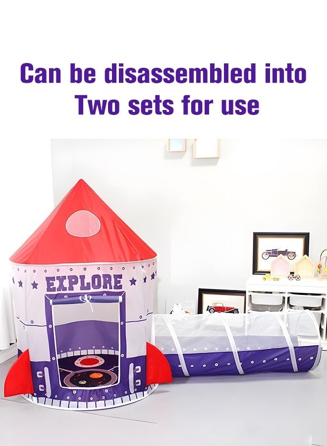 MIXDE 3pc Kids Play Tent for Kids with Ball Pit Basketball Hoop, Crawl Tunnel, Princess Tents for Toddlers, Baby Space Ship World Playhouse Toys, Boys Girls Indoor Outdoor Play House, Perfect Kid's Gifts - Image 5