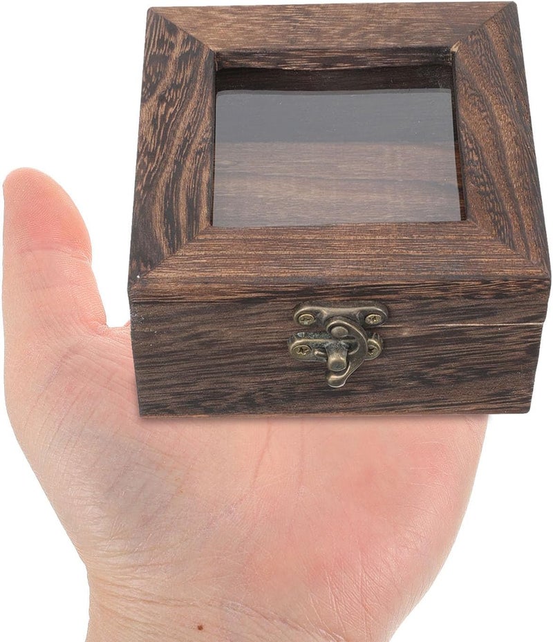 Insect Display Shadowbox Case with Flip-top Carbonized Paulownia Wood Frame 10x10x4.5cm Dustproof Specimen Storage Box for Butterfly Collection and Entomology - Image 1