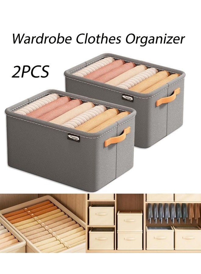2 Pack Large Wardrobe Clothes Organizer, Closet Organizers and Storage, Foldable Drawer Dividers Organizers for Clothes Pants Shirts, Closet Organizers Dividers for Clothing, Pants, Jeans, Sweater, T-shirts, Washable Clothing Bins - Image 1