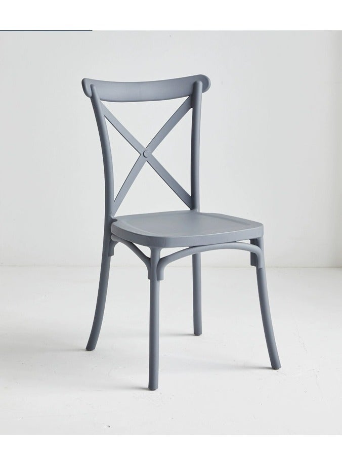 لاني كرسي قابل للتجميع معالجة الحقن كرسي بلاستيكي ترفيهي ذو ساق ثابتة خارجي/داخلي خارجي/داخلي كرسي باتيو/حديقة مقاوم للماء/الشمس كرسي طعام (رمادي 1 قطعة) - Image 3