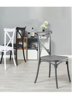 LANNY Jeffcoco Furniture stackable chair Injection processing Fixed leg plastic leisure chair outdoor/indoor outside/inside Patio/Garden chair Water/sun proof Dining chair (Grey 1 piece)  - Image 2