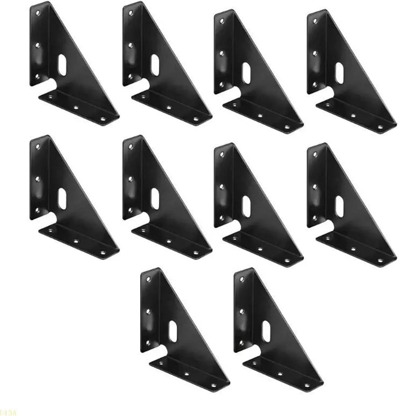 Corner Braces Bracket 10Pcs Stainless Steel Corner Connectors for Strong Furniture Joints(Black) - Image 1
