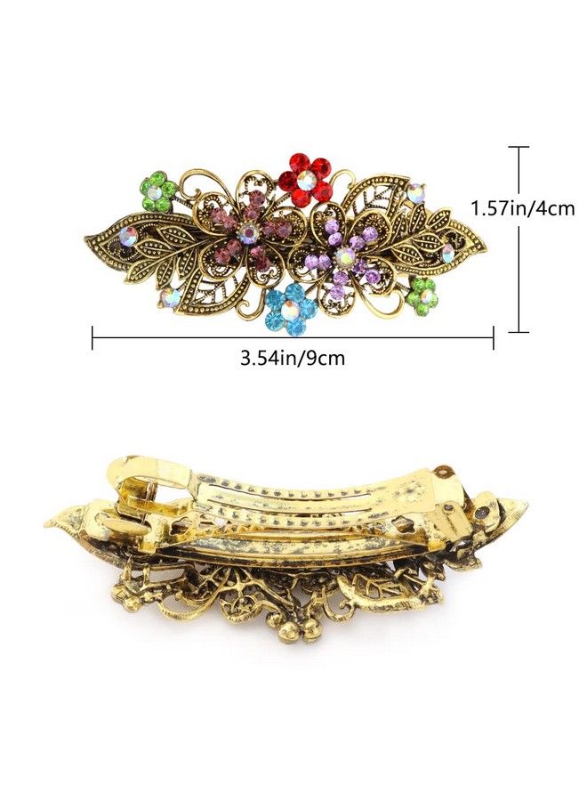 TCOTBE 6 Pcs Vintage Flower Hair Barrettes Metal French Barrettes Crystal Rhinestones Hair Clips Sparkly Glitter Decorative Hair Clips Retro Metal Spring Hair Pins Snap Bridal Hair Accessories - Image 3