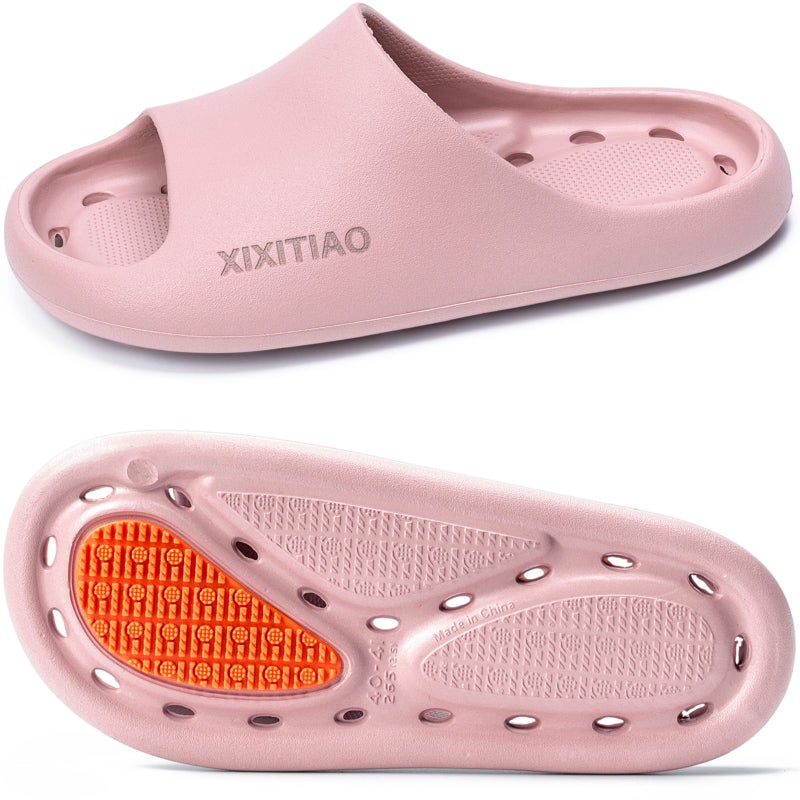 XIXITIAO Shower Shoes for Women Men,Non-Slip Pool Slides,Quick Drying Shower Slippers,Lightweight Shower Sandals with Drain Holes for College Dorm, Beach, Bathroom & Gym - Image 1