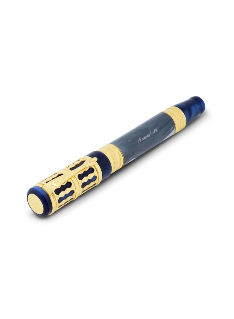 أنكورا قلم حبر فاخر إصدار محدود توري بلو من أنكورا  برأس ذهب عيار  مطلي بالذهب فضة رخام شهادة جودة عالية كتابة سلسة قلم توقيع علبة هدية حصرية - Image 4