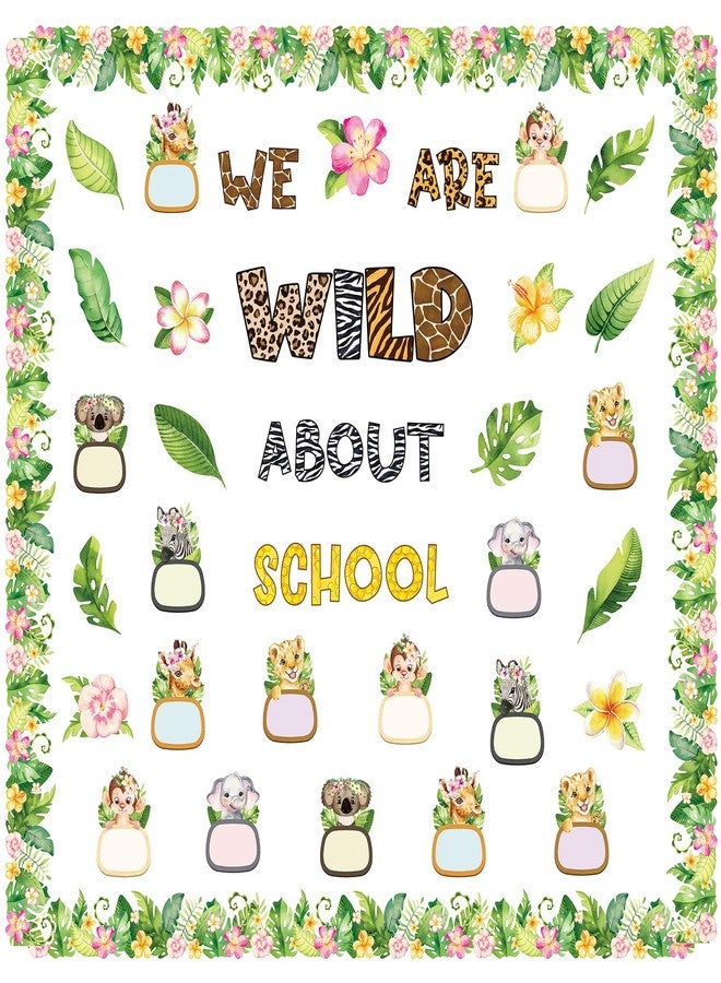 Harloon 81 Pcs Boho Animal Bulletin Boards Summer Classroom Decorations Set Jungle Animals Safari Cutouts Wild About School Welcome Bulletin Board For Teachers Preschool Kindergarten Elementary School - Image 1