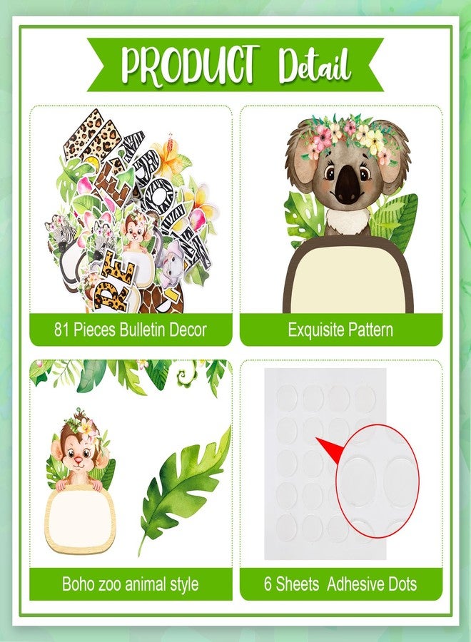 Harloon 81 Pcs Boho Animal Bulletin Boards Summer Classroom Decorations Set Jungle Animals Safari Cutouts Wild About School Welcome Bulletin Board For Teachers Preschool Kindergarten Elementary School - Image 3