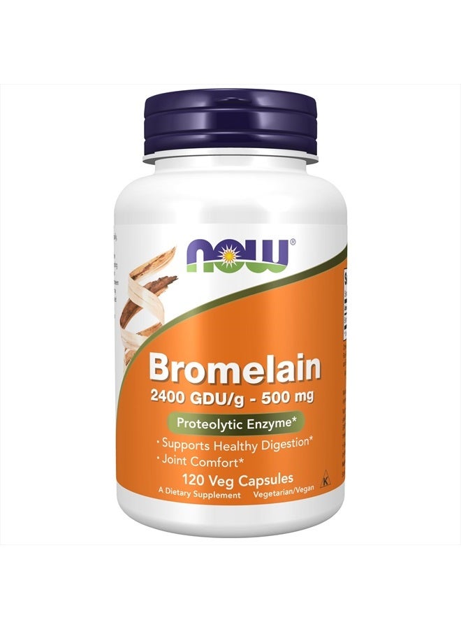 now Supplements, Bromelain (Natural Proteolytic Enzyme) 2,400 GDU/g - 500 mg, Natural Proteolytic Enzyme*, 120 Veg Capsules - Image 1