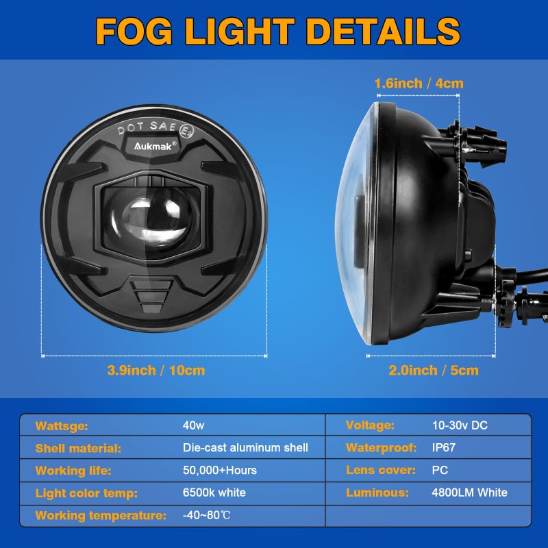 Aukmak مجموعة مصابيح الضباب LED المحسّنة من أوكماك لسيارات سوبربان تاهو 2007-2014، أفالانش 2007-2013، كامارو 2010-2013، كولورادو 2015 2016، سيلفرادو 2015، لسيارات جي إم سي أكاديا ويوكون استبدال المصباح - Image 2