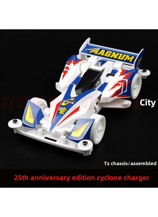 Xingda Four-Drive Brothers Daxing S2 Four-Drive Triangle Arrow Victory Charge Pioneer Sonic Assembled Boy Gift-Color:Silver 25th Anniversary Edition Cyclone Charger-Scale:Car + Faucet + Guide Wheel  - Image 1