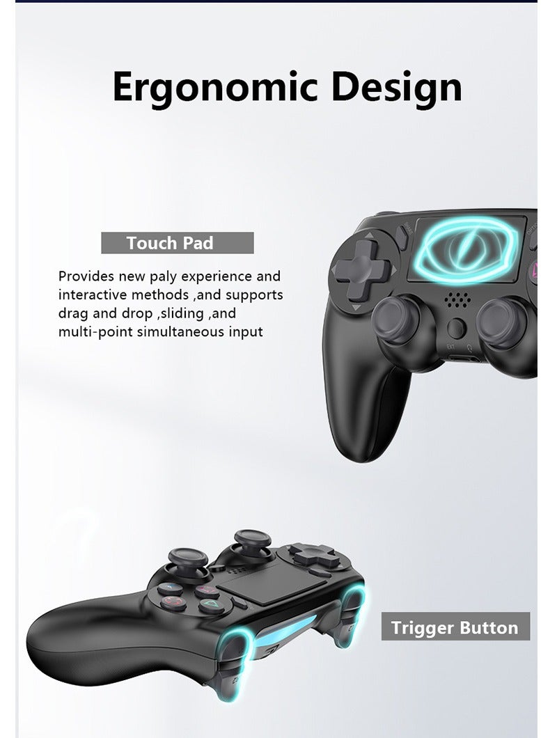 Wireless Controller Gamepad for PS4 with USB Charge Cable with Dual Vibration Clickable Touchpad Audio Function Light Bar and Anti-Slip - Image 5