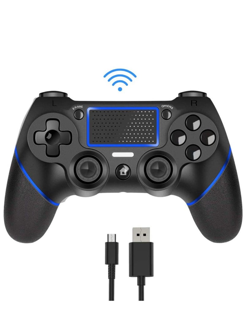 Wireless Controller Gamepad for PS4 with USB Charge Cable with Dual Vibration Clickable Touchpad Audio Function Light Bar and Anti-Slip - Image 1