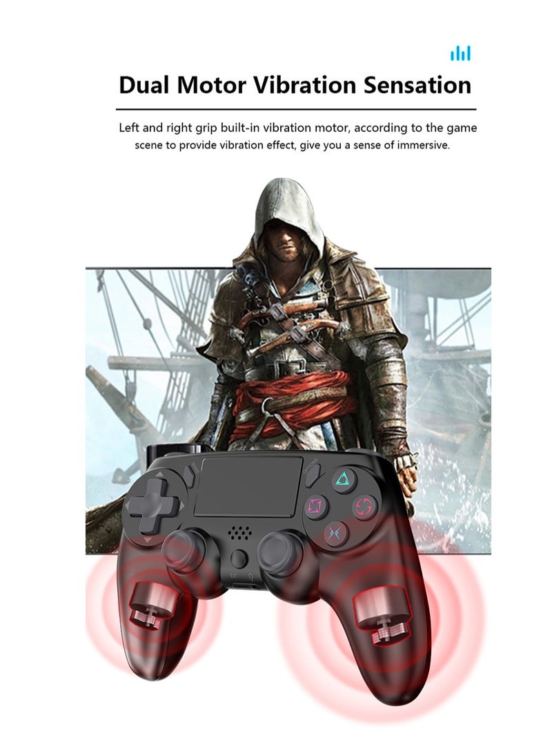 Wireless Controller Gamepad for PS4 with USB Charge Cable with Dual Vibration Clickable Touchpad Audio Function Light Bar and Anti-Slip - Image 4