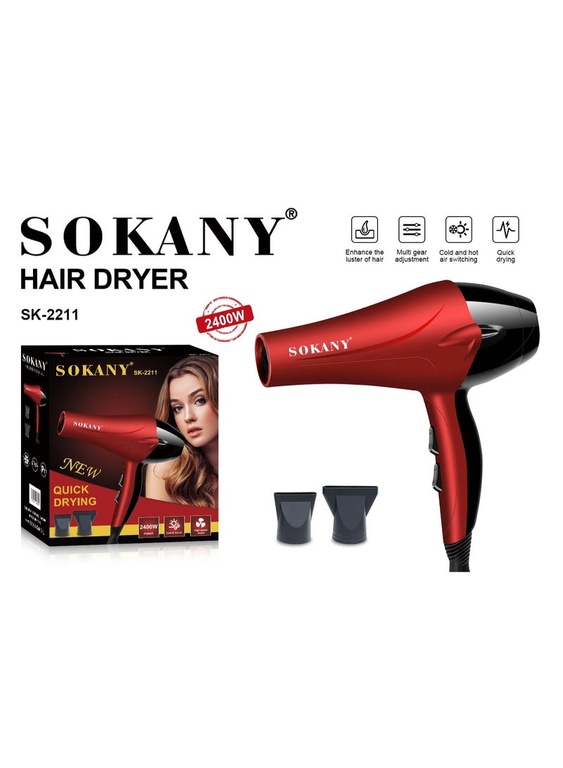Sokany SK-2211 Hair Dryer 2400W – Ionic Technology & 3 Heat Settings for Perfect Drying - Image 2