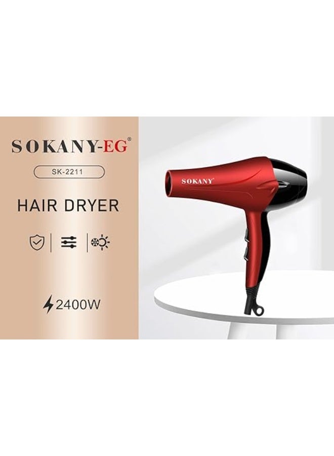 Sokany SK-2211 Hair Dryer 2400W – Ionic Technology & 3 Heat Settings for Perfect Drying - Image 4