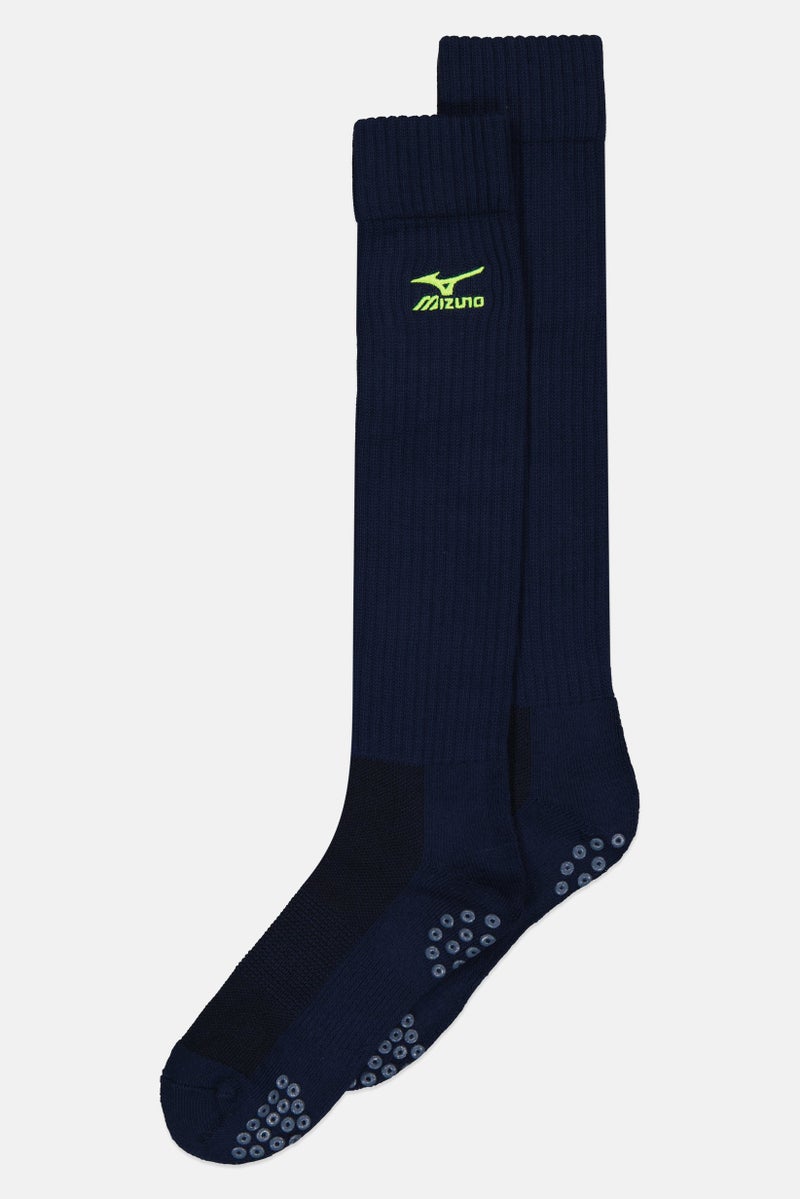 Mizuno Men 1 Pair Embroidered Logo Long Volley Ball Socks, Navy 