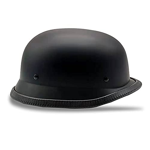 Pretoee German Style Motorcycle Helmet, Thin Skull Cap Half Face Helmet for Adult Men Women, Retro Shell Helmet for Cruiser Scooter Chopper, DOT Approved (Matte Black, X-Large) - Image 4