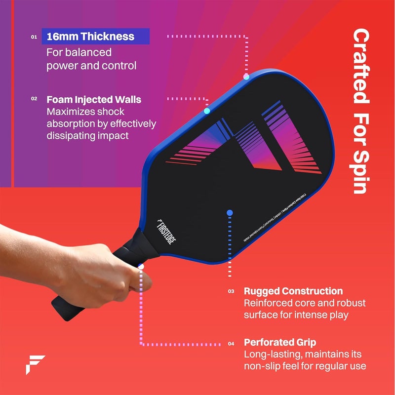 FIRSTEDGE VeloFlex T700 RAW Carbon Fibre (Spin & Textured) Thermoformed Pickleball Paddle | Carbon Friction Surface | Elongated Handle Racket | Pickle Ball Racket Cover (Included) - Image 4