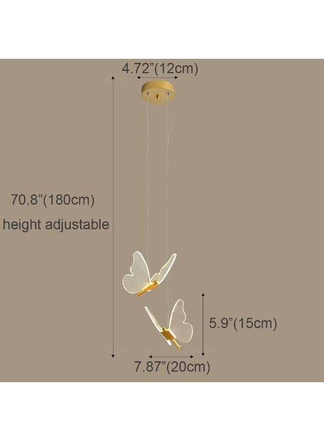 Arabest Butterfly Pendant Light 2-Light Modern Pendant Light Fixture Acrylic Shade Butterfly Chandelier Dimmable Led Ceiling Hanging Light for Bedroom Kitchen Island Living Room Dining - Image 2