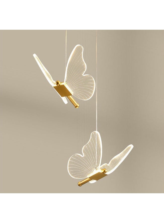 Arabest Butterfly Pendant Light 2-Light Modern Pendant Light Fixture Acrylic Shade Butterfly Chandelier Dimmable Led Ceiling Hanging Light for Bedroom Kitchen Island Living Room Dining - Image 3