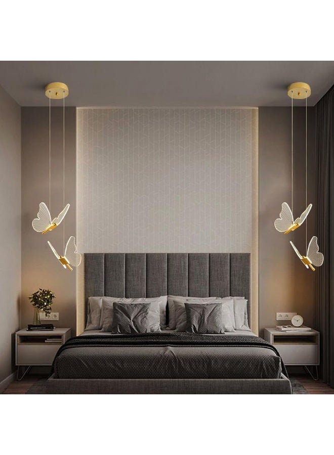 Arabest Butterfly Pendant Light 2-Light Modern Pendant Light Fixture Acrylic Shade Butterfly Chandelier Dimmable Led Ceiling Hanging Light for Bedroom Kitchen Island Living Room Dining - Image 5