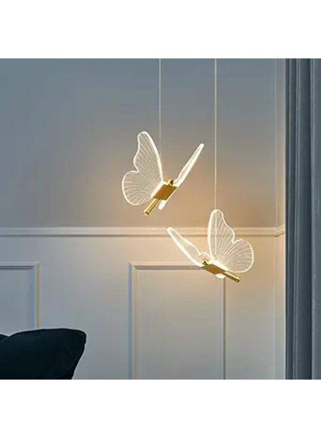 Arabest Butterfly Pendant Light 2-Light Modern Pendant Light Fixture Acrylic Shade Butterfly Chandelier Dimmable Led Ceiling Hanging Light for Bedroom Kitchen Island Living Room Dining - Image 1