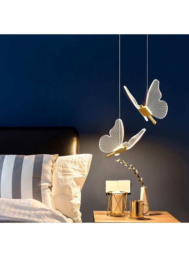 Arabest Butterfly Pendant Light 2-Light Modern Pendant Light Fixture Acrylic Shade Butterfly Chandelier Dimmable Led Ceiling Hanging Light for Bedroom Kitchen Island Living Room Dining - Image 4