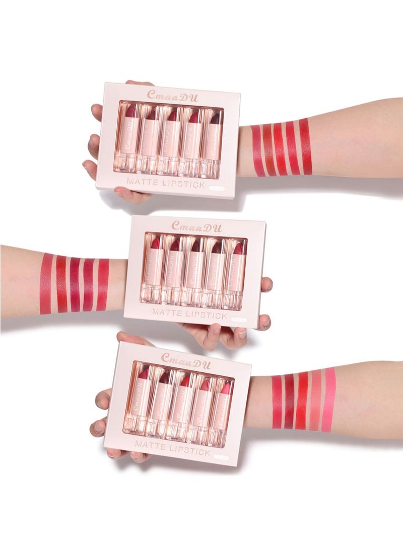 CmaaDu 5 Colors Matte Lipstick Set Waterproof Long-Lasting Moisturizing Makeup Gift Kit - Image 5