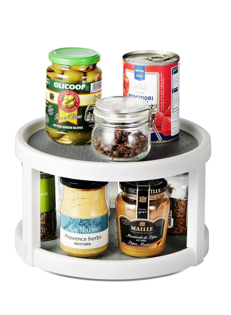 Excefore 10" 2 Tire 1Pack Lazy Susan Turntable Rotating Organizer - Non-Skid Spinning Rack for Cabinet, Pantry Storage, Kitchen, Bathroom Makeup Vanity Countertop,Under Sink Organizing, Spice Spinner - Image 2