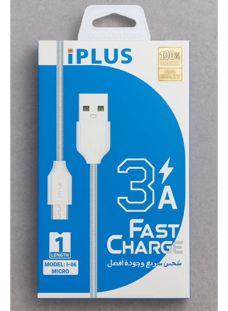 iPLUS Micro USB Fast Charging Cable 3A, 1m Length – Durable & Data Transfer Support