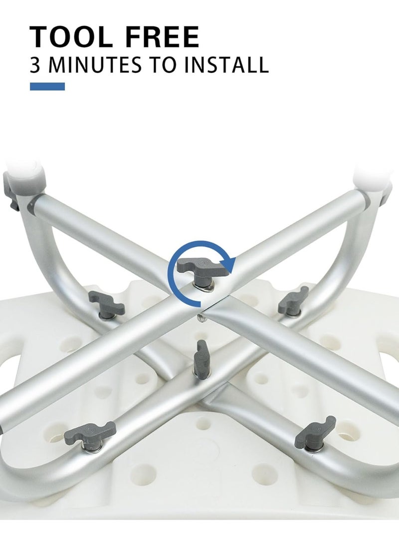 Meishida Shower Seat for Inside Shower Chair - Bath Stool, Bathroom Shower Chairs for Seniors, Elderly, Handicap & Disabled - Adjustable Support Shower Bench w/Handles for Bathtub  - Image 3