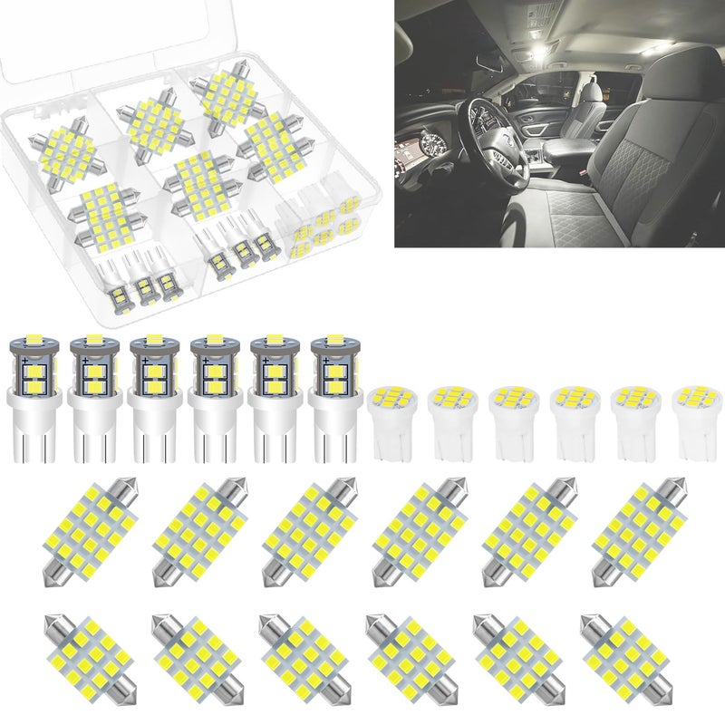 LEDYOTRY 24 Pieces Car interior led lights Dome Light Kit Set Super Bright White T10 194 578 41mm DE3175 31mm LED Bulb Replacement for Car Indoor Map License Plate Door Side Marker Trunk Light - Image 3