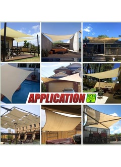 Arabest 3*3m Custom Size Beige TADS9.5 Square Waterproof Sun Shade Sail UPF50 Canopy Awning Shelter, 95% UV Blockage & Water Resistant, Outdoor Patio Garden Carport (We Make Custom Size)  - Image 4