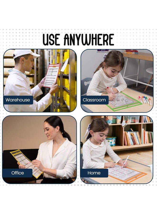 Essex Wares - 5 Pack, Assorted, Job Ticket Holders, 10" Wide X 13.5" Tall - Clear Plastic Shop Ticket Holders - Easy To Use, Reusable & Easy Erase Plastic Invoice Holders, Water-Resistant & Durable  - Image 5