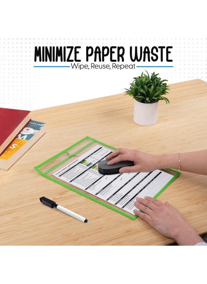 Essex Wares - 5 Pack, Assorted, Job Ticket Holders, 10" Wide X 13.5" Tall - Clear Plastic Shop Ticket Holders - Easy To Use, Reusable & Easy Erase Plastic Invoice Holders, Water-Resistant & Durable  - Image 3