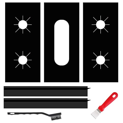 Linzuza Guards for Gas Stove Top Covers Protector 0.3mm,Gas Stove Burner Covers 3 Stove Mat Protector with 2 Stove Gap Fillers&Cleaning Brushes&Scraper,Heat Resistance Durable Washable and Cuttable - Image 1