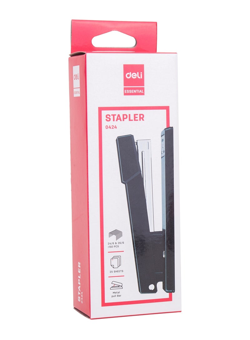 Deli 0424 Stapler 1 piece, 25 Sheets Capacity Compatible with 24/6 and 26/6 Staples Black – For Daily Office Use - Image 4