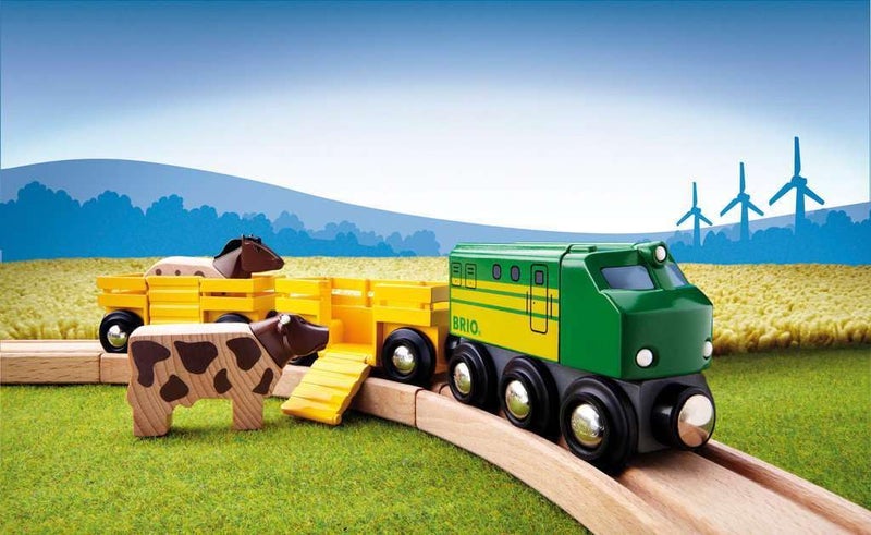 BRIO World Farm Train Set  5Piece FSCCertified Accessories  Works with All Wooden Railway Sets  Includes Engine Horse Cow  Livestock Cars  Fun Play for Kids Ages 3  Up - Image 3