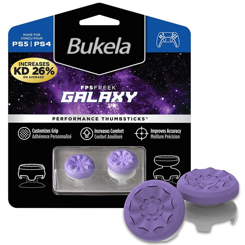 Bukela FPS Freek Galaxy for PlayStation 4 (PS4) and PlayStation 5 (PS5), Compatible Controller Grip Performance, 1 High-Rise, 1 Mid-Rise (Purple)