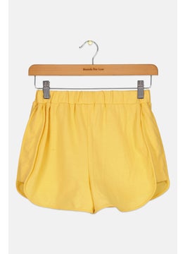 Kids Girl Embroidered  Pull On Basic Shorts, Yellow