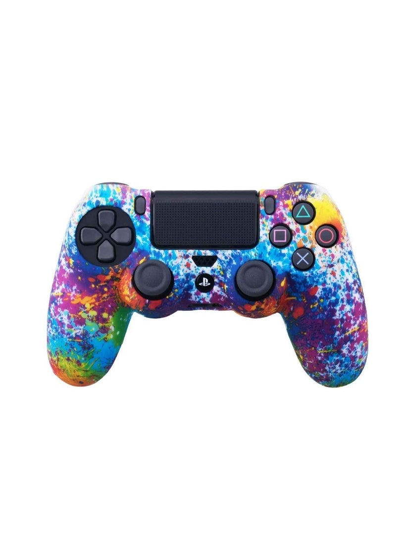 Captaintech Skin Water Transfer Printing Camouflage Silicone Cover Skin Case for Sony PS4 Slim Pro Dualshock 4 Controller 1 Spashing Paint with Thumb Grips - Image 4