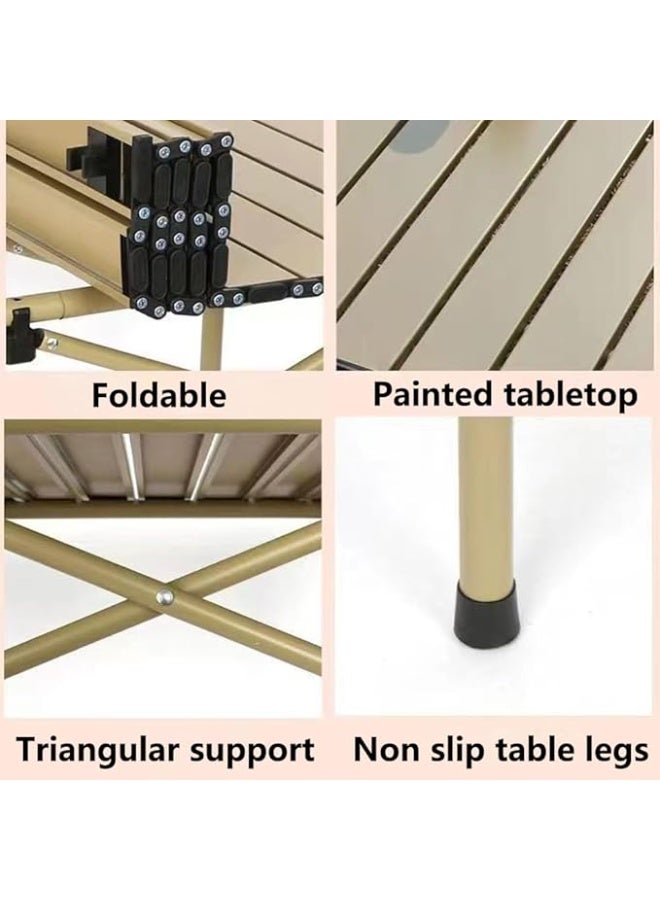 طاولة نزهة، طاولة تخييم، طاولة جانبية قابلة للطي والتخييم، مصنوعة من الألومنيوم خفيف الوزن مع حقيبة حمل، مثالية للشاطئ والتخييم والصيد والشواء والنزهات والمشي لمسافات طويلة. - Image 4