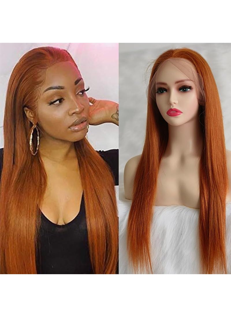 Guanyuwigs Ginger 360 Lace Frontal Wig pre plucked Brazilian Human Hair Silk Straight Full Lace Wig For Black Women 150 Density 14inch 