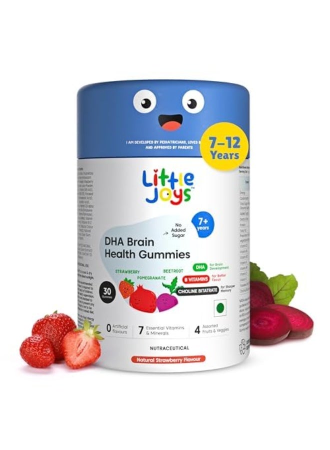Little Joys DHA Brain Health Gummies For Kids | 7-12 years | 30 Day Pack | Improved Concentration, Mood & Sleep | Packed With 8 Vitamins & Minerals | Multivitamin Gummies For Kids With No Added Sugar - Image 1