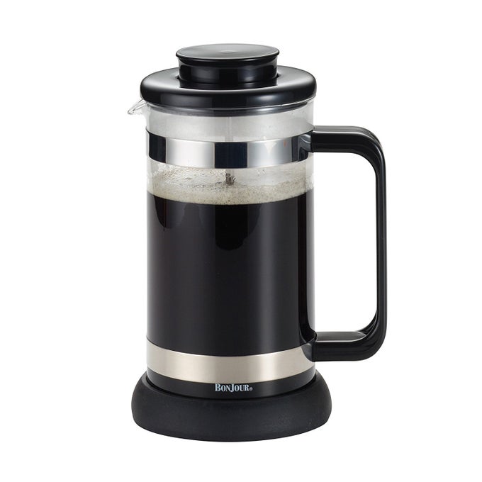 COFFEE BOROSILICATE GLASS FRENCH PRESS WITH COASTER SCOOP 338OUNCE RIVIERA BLACK